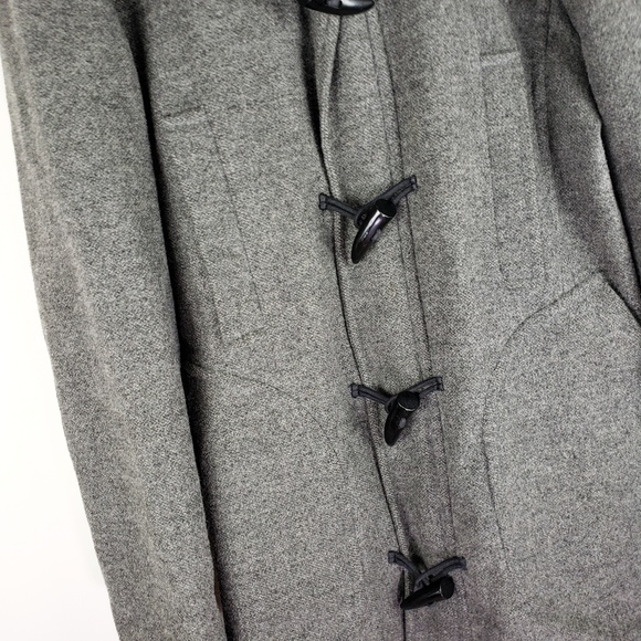 Zara Man Wool Peacoat Trench Jacket Gray Full Zip - Picture 3 of 8